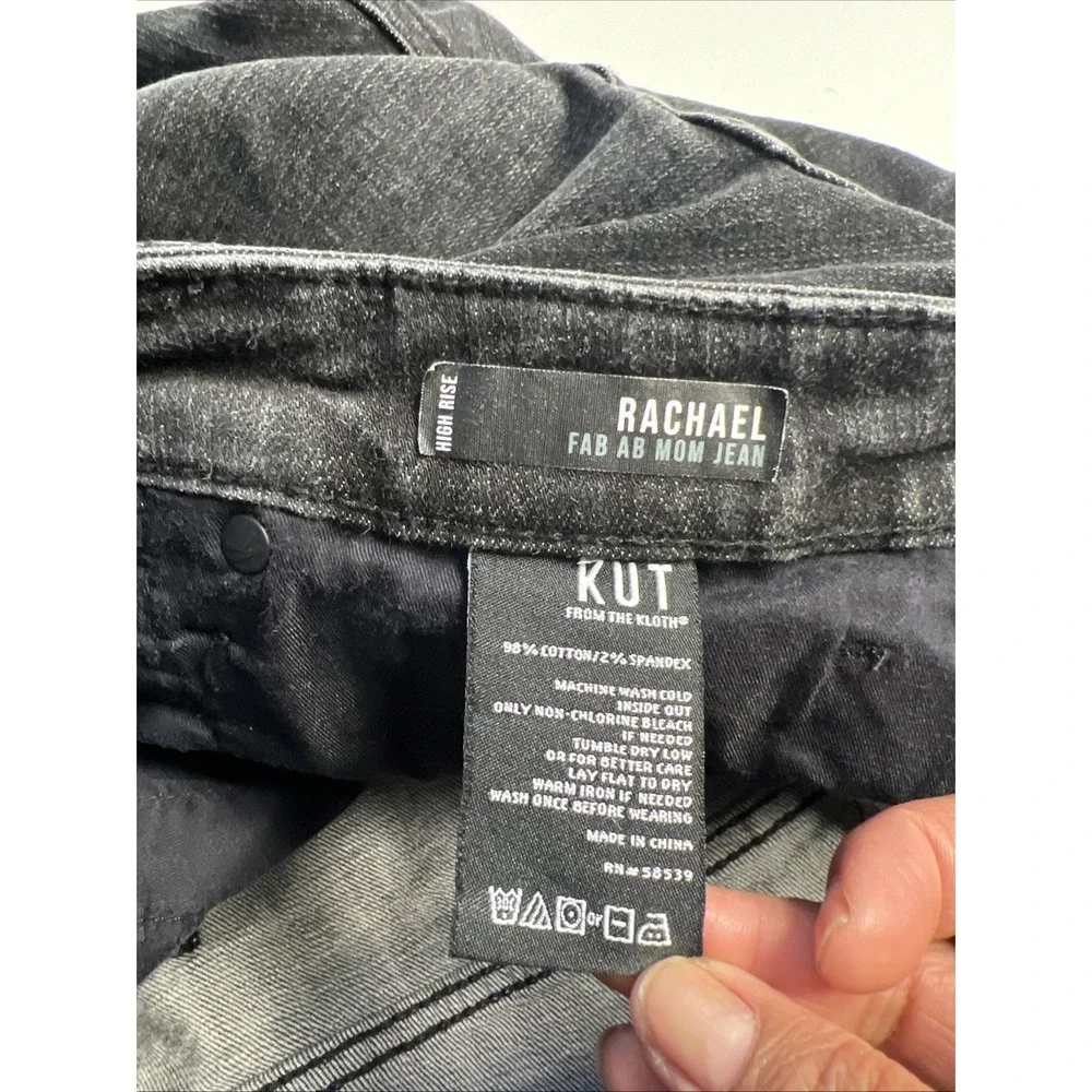 Kut From The Kloth Rachael Fab Ab Raw Hem High Rise Mom Jeans Sz‎ 8 Black - Picture 4 of 7